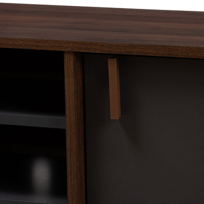 Baxton Studio - Samuel TV Stand in Walnut Brown/Dark Grey - SE TV9012WI-CLB/DG view 5