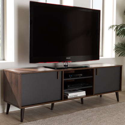 Baxton Studio - Samuel TV Stand in Walnut Brown/Dark Grey - SE TV9012WI-CLB/DG view 7
