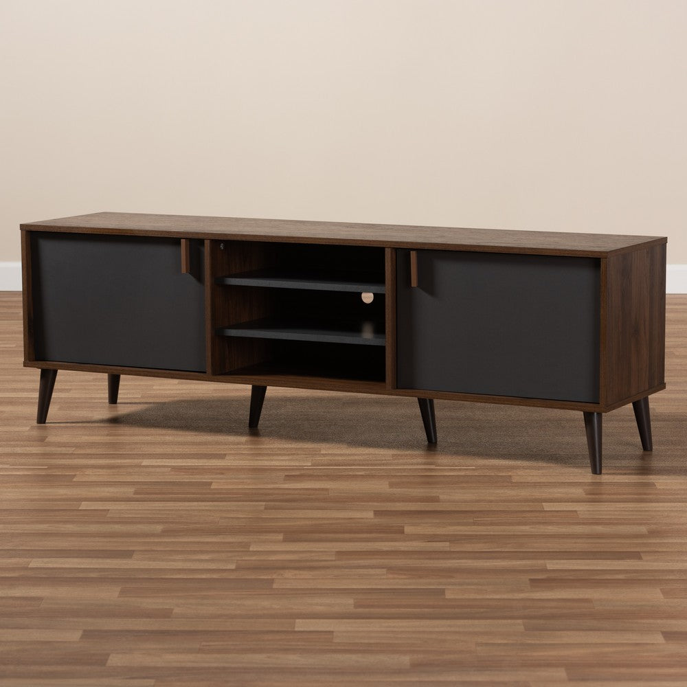 Baxton Studio - Samuel TV Stand in Walnut Brown/Dark Grey - SE TV9012WI-CLB/DG view 8