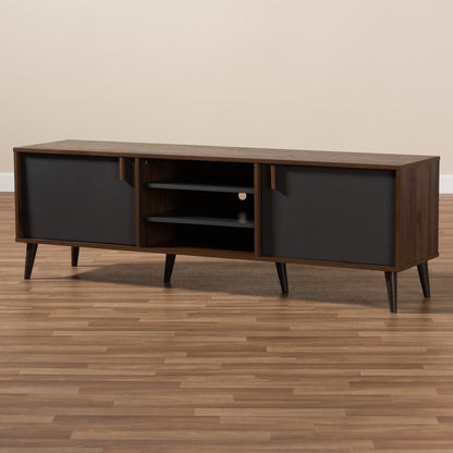 Baxton Studio - Samuel TV Stand in Walnut Brown/Dark Grey - SE TV9012WI-CLB/DG view 8