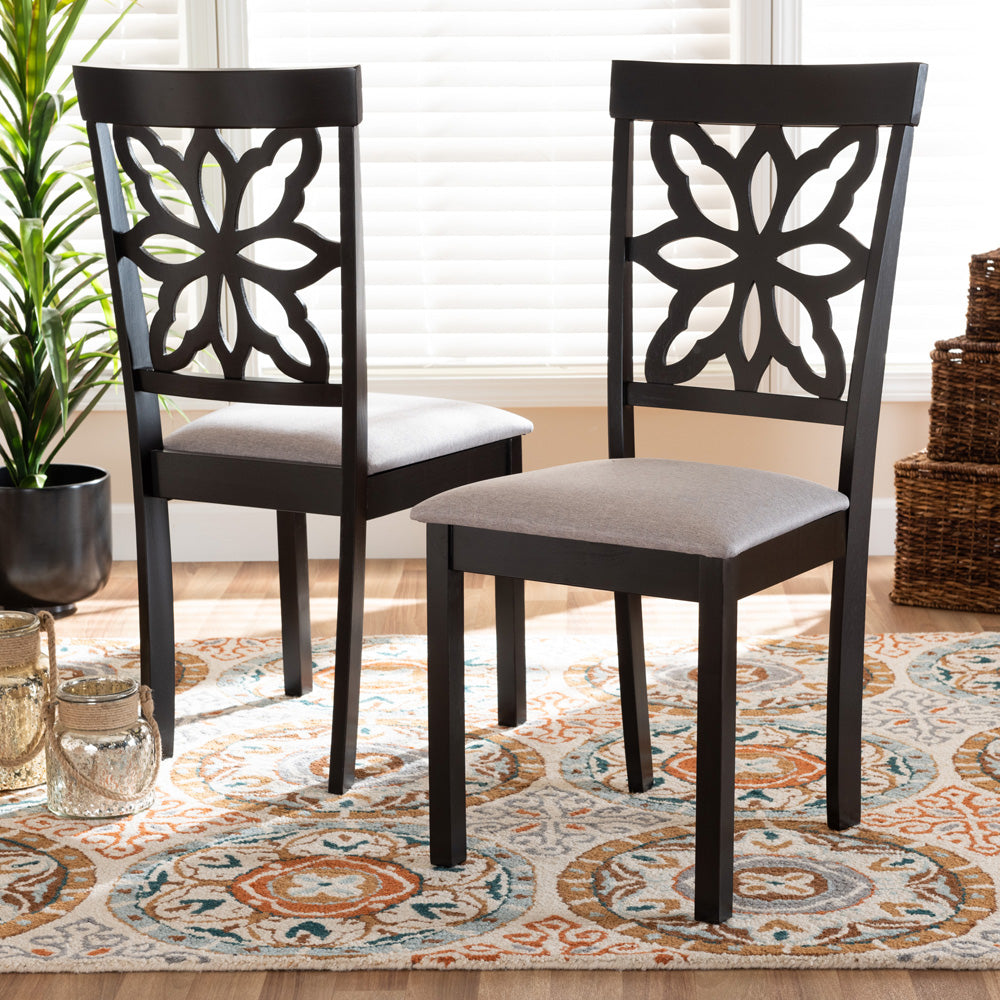 Baxton Studio - Samwell Set of 2 Dining Chairs in Grey/Dark brown - RH1019C-Grey/Dark Brown-DC-2PK view 5