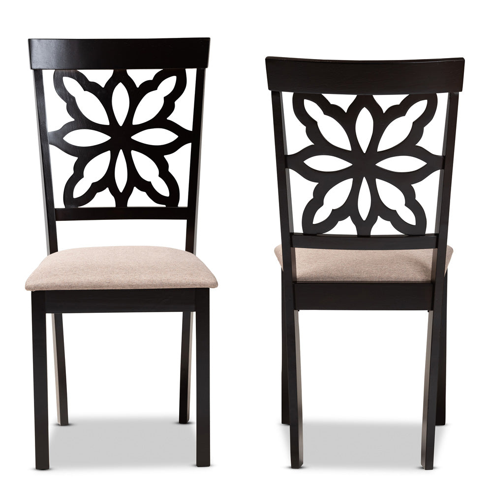 Baxton Studio - Samwell Set of 2 Dining Chairs in Sand/Dark brown - RH1019C-Sand/Dark Brown-DC-2PK view 2