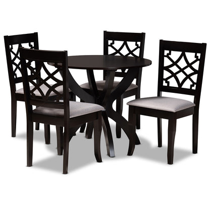 Baxton Studio - Sandra Dining Set in Grey/dark brown - Sandra-Grey/Dark Brown-5PC Dining Set view 1