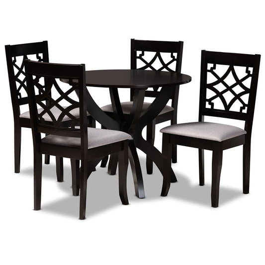 Baxton Studio - Sandra Dining Set in Grey/dark brown - Sandra-Grey/Dark Brown-5PC Dining Set view 1