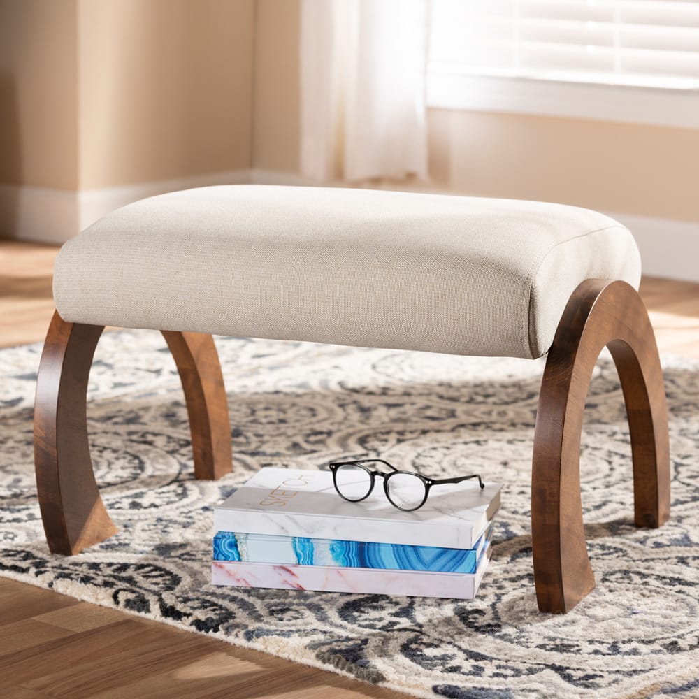 Baxton Studio - Sandrine Footstool in Light Beige - BBT5318-Light Beige view 5