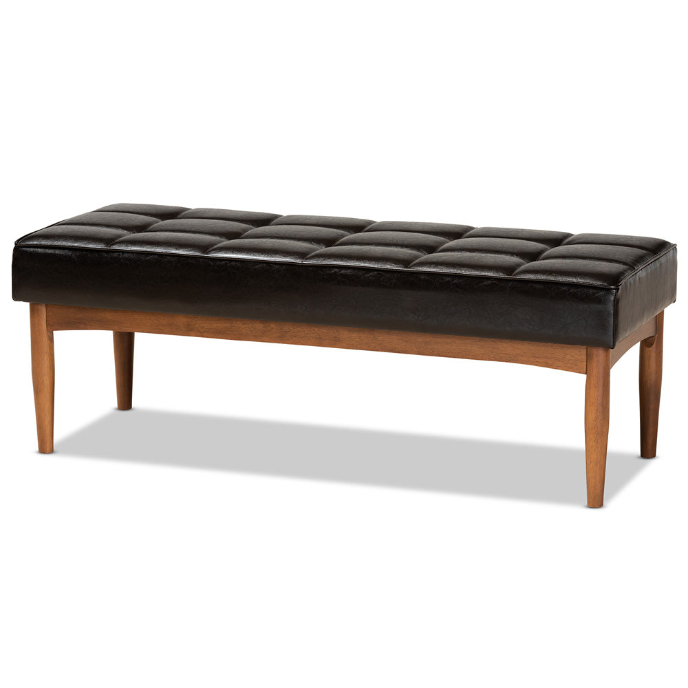 Baxton Studio - Sanford Bench in Dark Brown/Walnut Brown - BBT8051.11-Dark Brown/Walnut-Bench view 1
