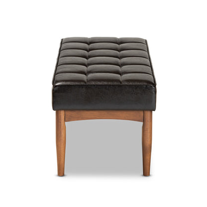 Baxton Studio - Sanford Bench in Dark Brown/Walnut Brown - BBT8051.11-Dark Brown/Walnut-Bench view 3