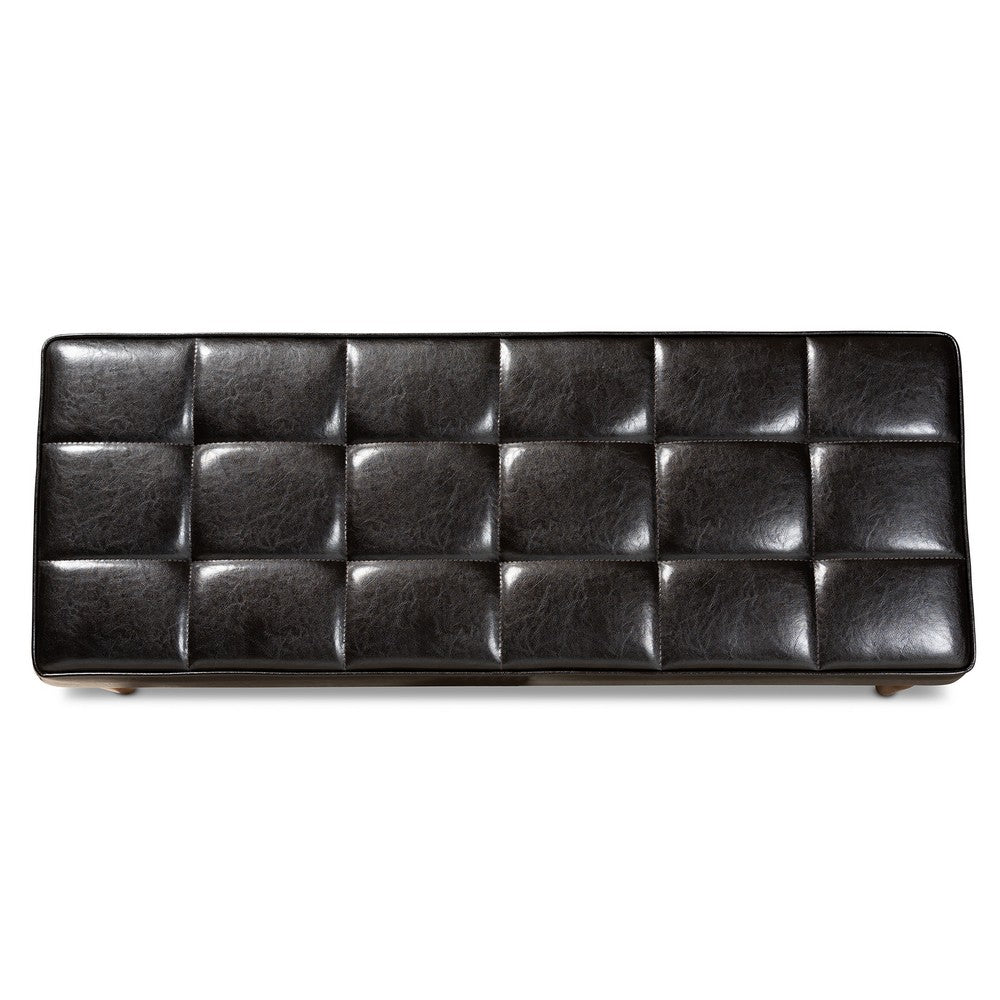 Baxton Studio - Sanford Bench in Dark Brown/Walnut Brown - BBT8051.11-Dark Brown/Walnut-Bench view 4