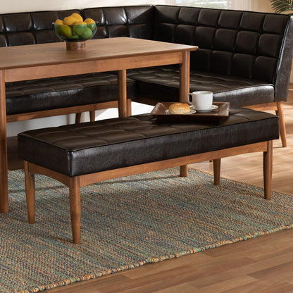 Baxton Studio - Sanford Bench in Dark Brown/Walnut Brown - BBT8051.11-Dark Brown/Walnut-Bench view 6