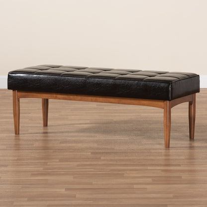 Baxton Studio - Sanford Bench in Dark Brown/Walnut Brown - BBT8051.11-Dark Brown/Walnut-Bench view 7