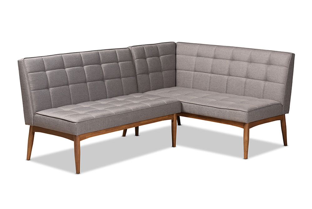 Baxton Studio - Sanford Dining Bench - BBT8051.11-Grey/Walnut-2PC SF Bench view 1