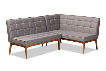 Baxton Studio - Sanford Dining Bench - BBT8051.11-Grey/Walnut-2PC SF Bench view 1
