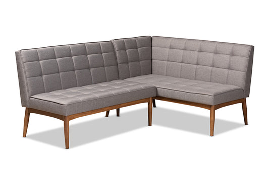 Baxton Studio - Sanford Dining Bench - BBT8051.11-Grey/Walnut-2PC SF Bench view 1