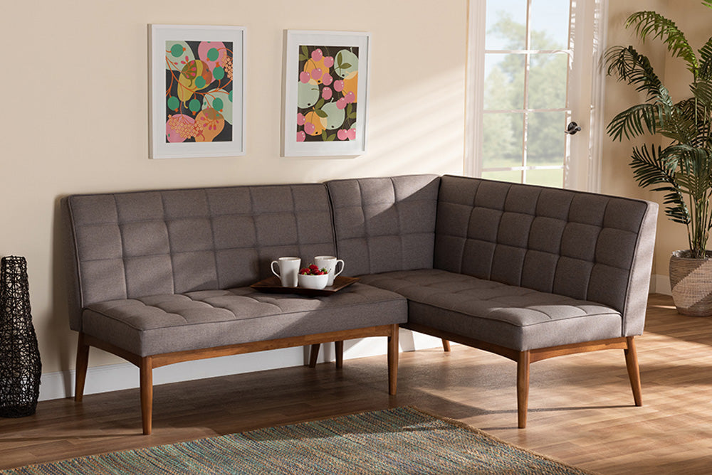Baxton Studio - Sanford Dining Bench - BBT8051.11-Grey/Walnut-2PC SF Bench view 5