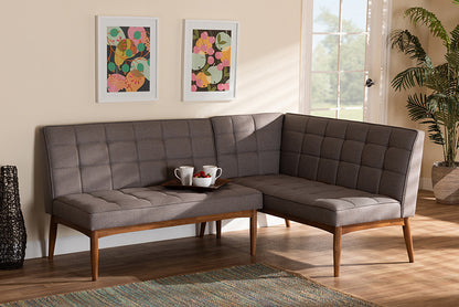 Baxton Studio - Sanford Dining Bench - BBT8051.11-Grey/Walnut-2PC SF Bench view 5