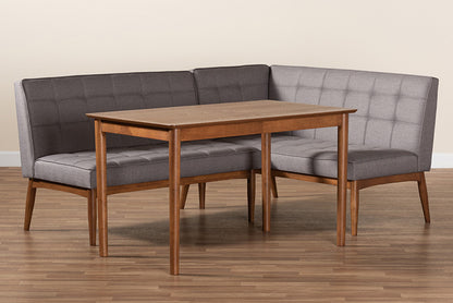 Baxton Studio - Sanford Dining Bench - BBT8051.11-Grey/Walnut-3PC Dining Nook Set view 9