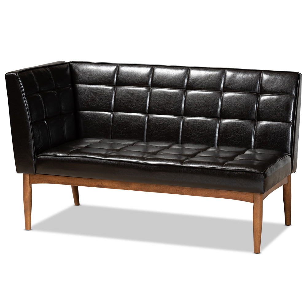 Baxton Studio - Sanford Dining Bench in Dark Brown/Walnut Brown - BBT8051.11-Dark Brown/Walnut-2PC SF Bench view 3