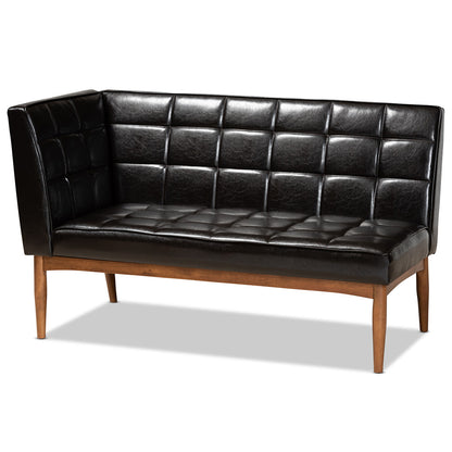 Baxton Studio - Sanford Dining Bench in Dark Brown/Walnut Brown - BBT8051.11-Dark Brown/Walnut-2PC SF Bench view 3