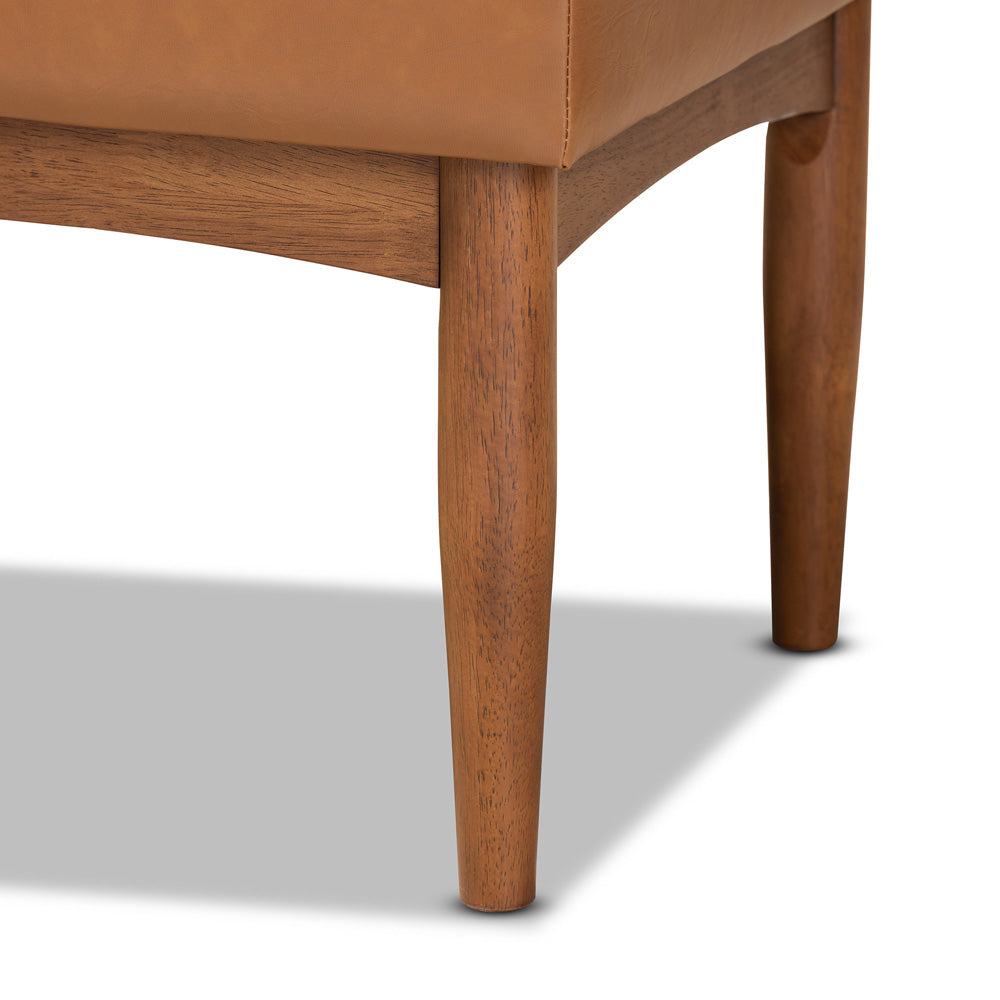 Baxton Studio - Sanford Dining Bench in Tan/Walnut Brown - BBT8051.11-Tan/Walnut-Bench view 5