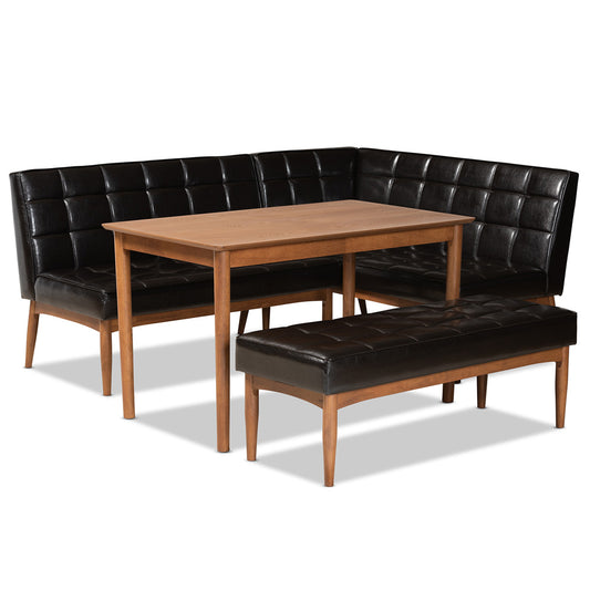 Baxton Studio - Sanford Dining Set in Dark Brown/Walnut Brown - BBT8051.11-Dark Brown/Walnut-4PC Dining Nook Set view 1