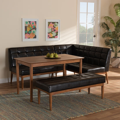 Baxton Studio - Sanford Dining Set in Dark Brown/Walnut Brown - BBT8051.11-Dark Brown/Walnut-4PC Dining Nook Set view 9