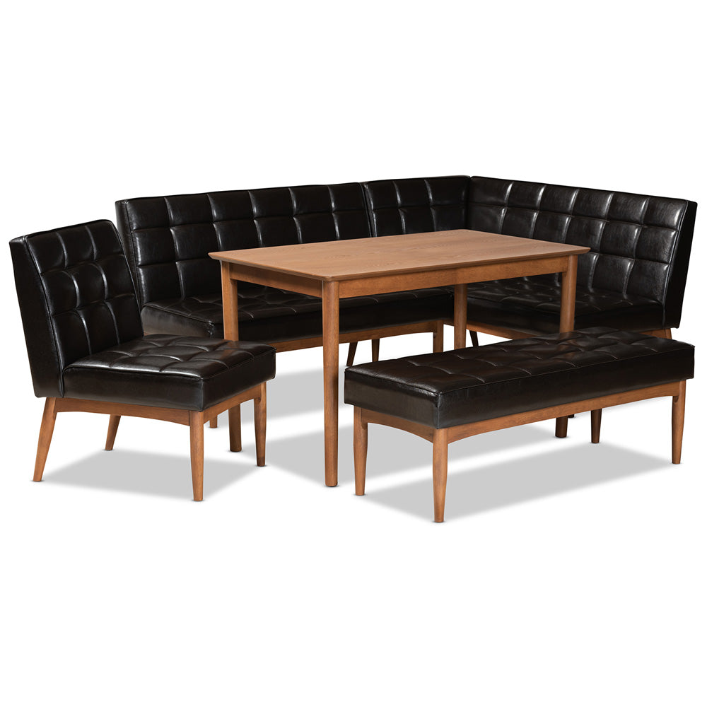 Baxton Studio - Sanford Dining Set in Dark Brown/Walnut Brown - BBT8051.11-Dark Brown/Walnut-5PC Dining Nook Set view 1