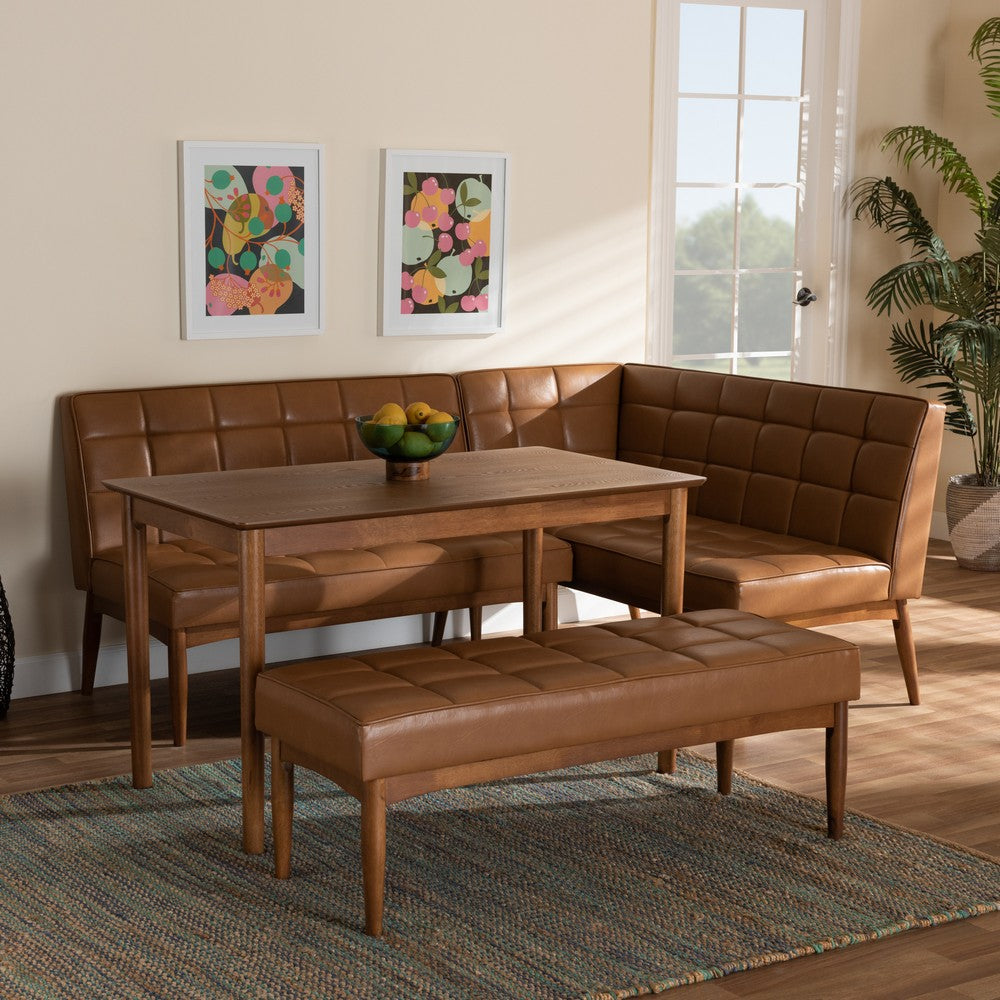 Baxton Studio - Sanford Dining Set in Tan/Walnut Brown - BBT8051.11-Tan/Walnut-4PC Dining Nook Set view 9
