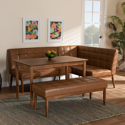 Baxton Studio - Sanford Dining Set in Tan/Walnut Brown - BBT8051.11-Tan/Walnut-4PC Dining Nook Set view 9