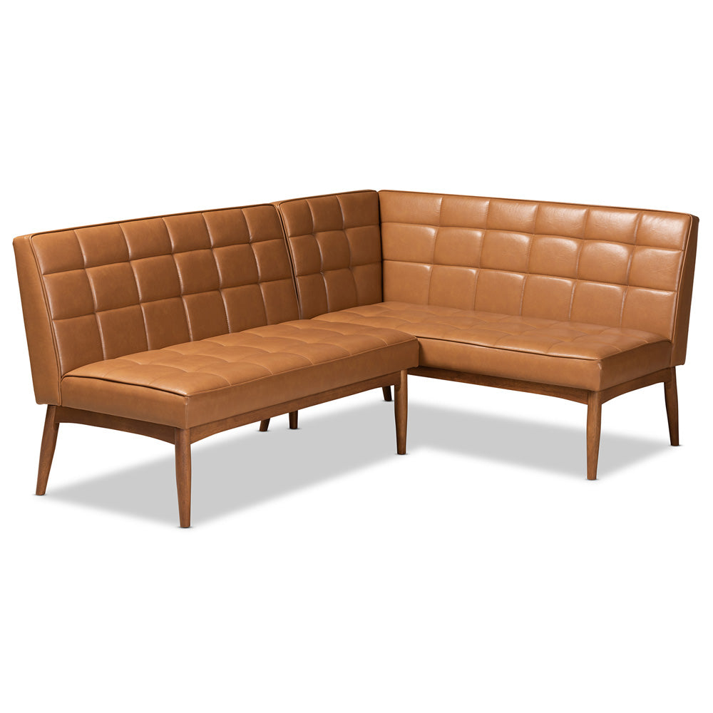 Baxton Studio - Sanford Dining Sofa Bench in Tan/Walnut Brown - BBT8051.11-Tan/Walnut-2PC SF Bench view 1