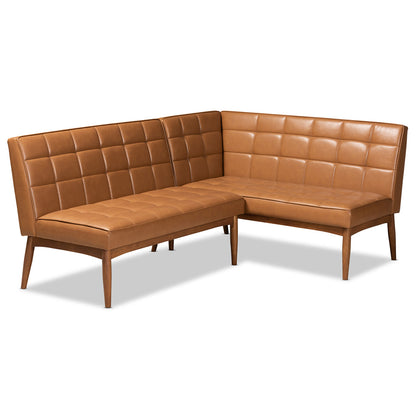 Baxton Studio - Sanford Dining Sofa Bench in Tan/Walnut Brown - BBT8051.11-Tan/Walnut-2PC SF Bench view 1