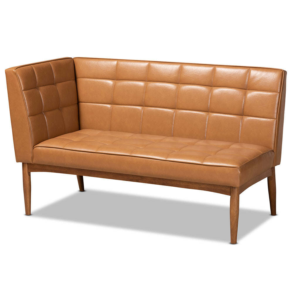 Baxton Studio - Sanford Dining Sofa Bench in Tan/Walnut Brown - BBT8051.11-Tan/Walnut-2PC SF Bench view 3