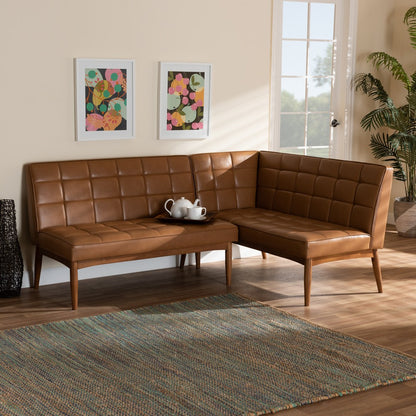 Baxton Studio - Sanford Dining Sofa Bench in Tan/Walnut Brown - BBT8051.11-Tan/Walnut-2PC SF Bench view 6