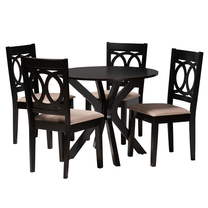 Baxton Studio - Sanne Dining Set in Beige/Espresso Brown - Sanne-Sand/Dark Brown-5PC Dining Set view 1