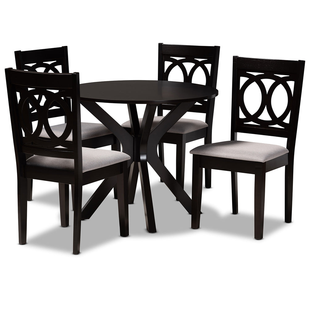 Baxton Studio - Sanne Dining Set in Grey/dark brown - Sanne-Grey/Dark Brown-5PC Dining Set view 1