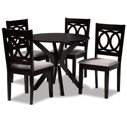 Baxton Studio - Sanne Dining Set in Grey/dark brown - Sanne-Grey/Dark Brown-5PC Dining Set view 1