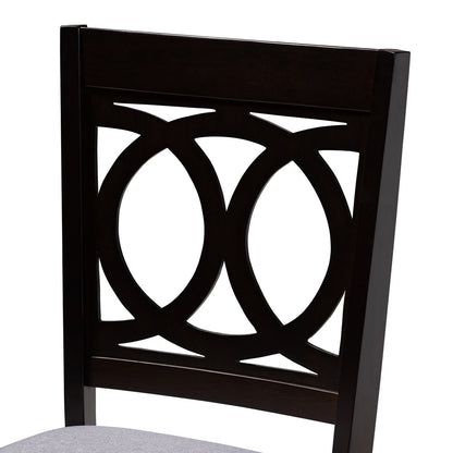 Baxton Studio - Sanne Dining Set in Grey/dark brown - Sanne-Grey/Dark Brown-5PC Dining Set view 5