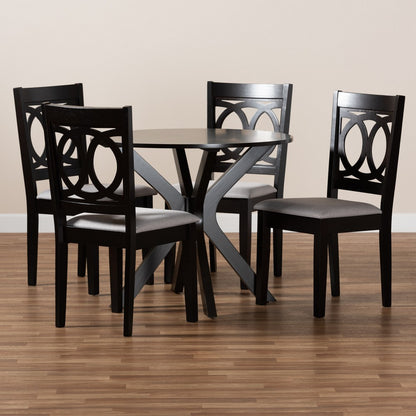 Baxton Studio - Sanne Dining Set in Grey/dark brown - Sanne-Grey/Dark Brown-5PC Dining Set view 7