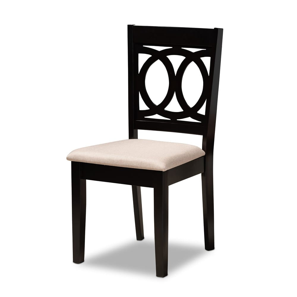 Baxton Studio - Sanne Dining Set in Sand/dark brown - Sanne-Sand/Dark Brown-7PC Dining Set view 2