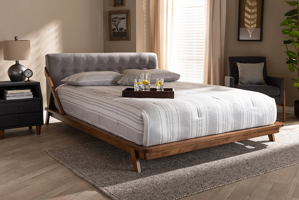 Baxton Studio - Sante Full Size Bed - BBT6735-Grey-Full view 5