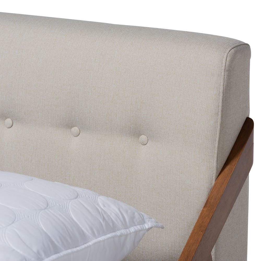 Baxton Studio - Sante Full Size Bed in Beige/Walnut - BBT6735-Light Beige-Full view 4