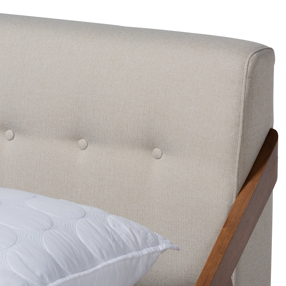 Baxton Studio - Sante King Size Bed in Beige/Walnut - BBT6735-Light Beige-King view 4