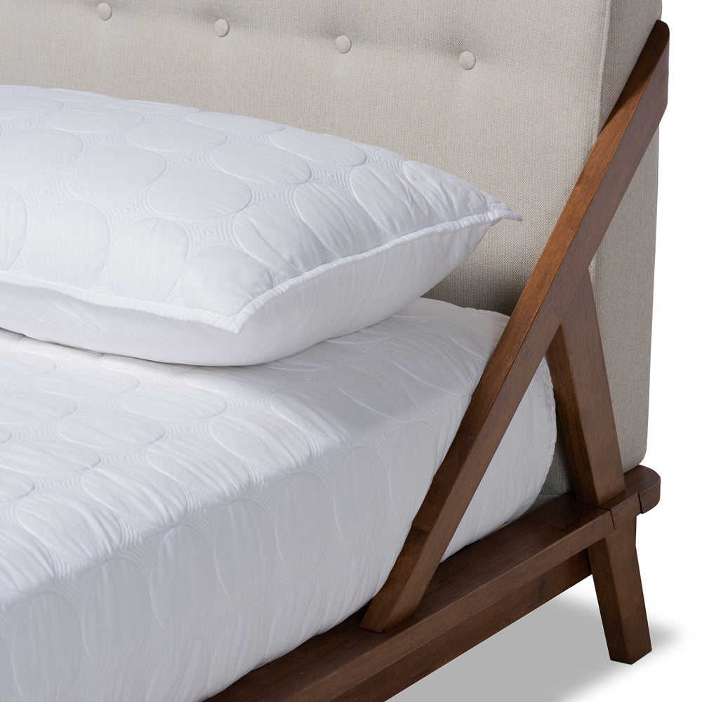 Baxton Studio - Sante King Size Bed in Beige/Walnut - BBT6735-Light Beige-King view 5