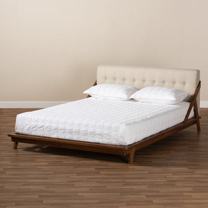 Baxton Studio - Sante King Size Bed in Beige/Walnut - BBT6735-Light Beige-King view 7