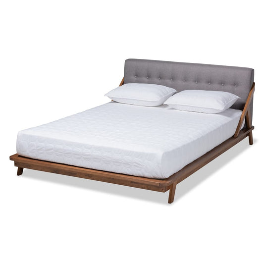 Baxton Studio - Sante King Size Bed in Gray/Walnut - BBT6735-Grey-King view 1