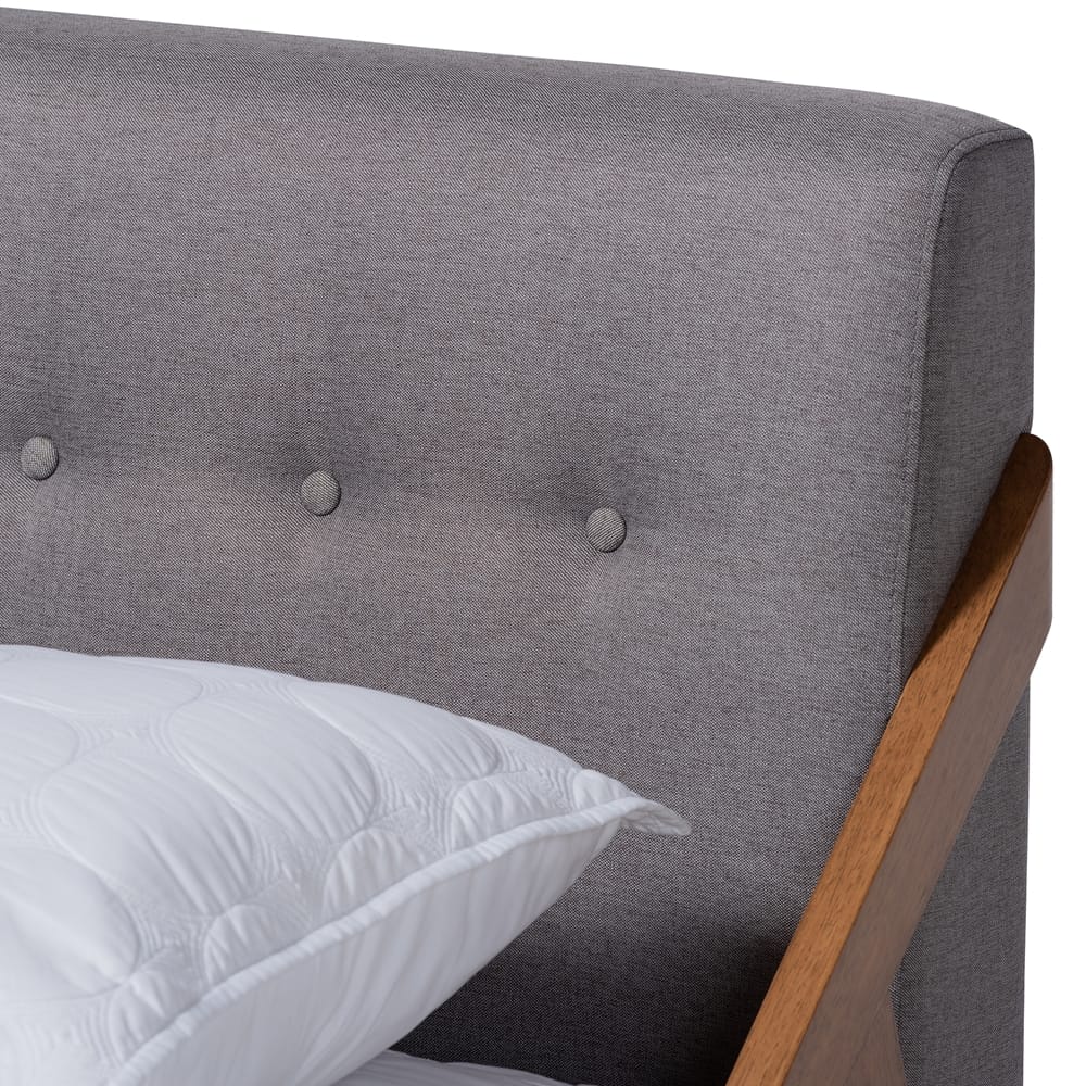 Baxton Studio - Sante King Size Bed in Gray/Walnut - BBT6735-Grey-King view 4