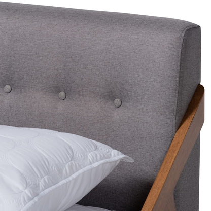 Baxton Studio - Sante King Size Bed in Gray/Walnut - BBT6735-Grey-King view 4