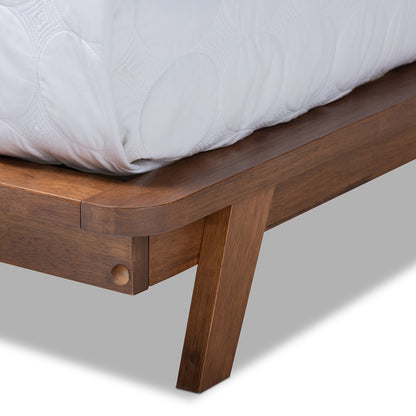 Baxton Studio - Sante Queen Size Bed in Beige/Walnut - BBT6735-Light Beige-Queen view 6