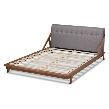 Baxton Studio - Sante Queen Size Bed in Gray/Walnut - BBT6735-Grey-Queen view 3
