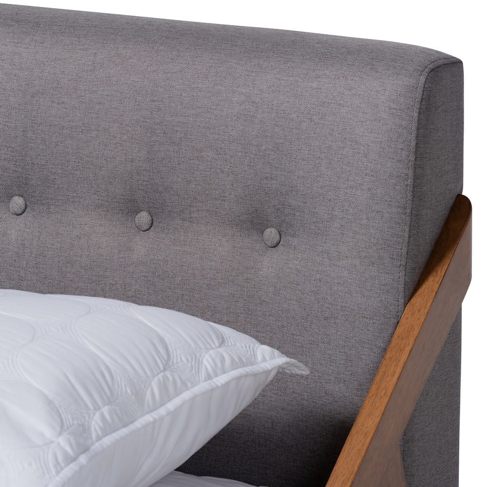 Baxton Studio - Sante Queen Size Bed in Gray/Walnut - BBT6735-Grey-Queen view 4