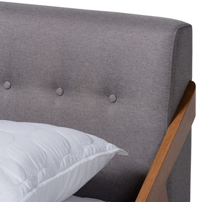 Baxton Studio - Sante Queen Size Bed in Gray/Walnut - BBT6735-Grey-Queen view 4